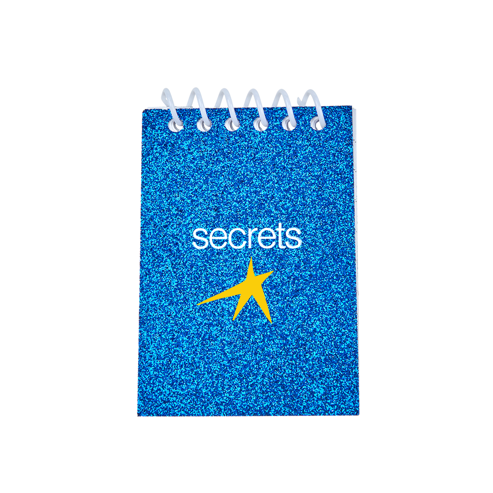 Mini bloc-notes Secrets à paillettes bleues