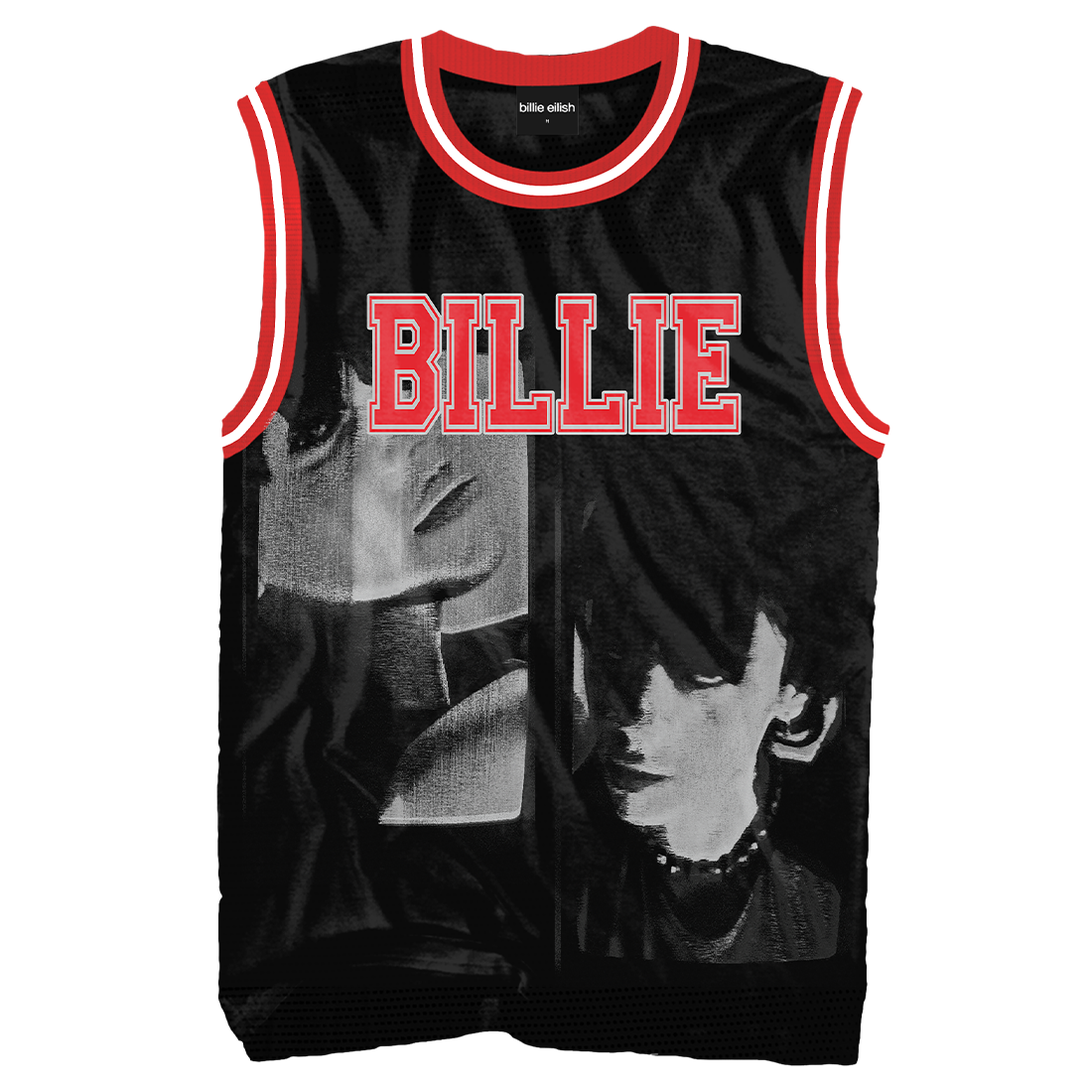 Billie Eilish Red and Black Jersey