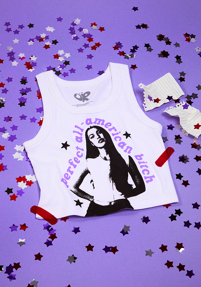 perfect all-american bitch crop tank in white