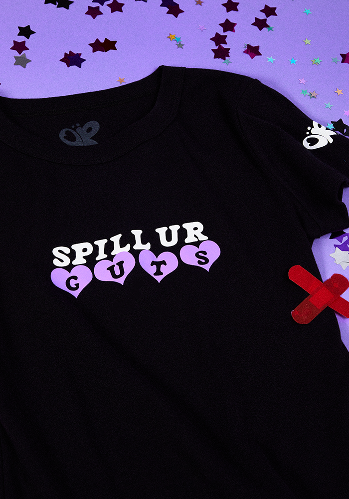 T-shirt court « Spill ur GUTS » en noir